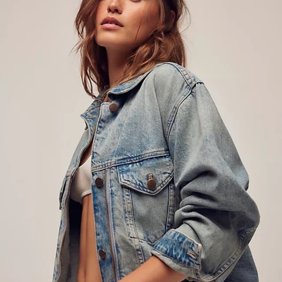 We The Free Distressed Denim Jacket XL - Picture 1 of 9